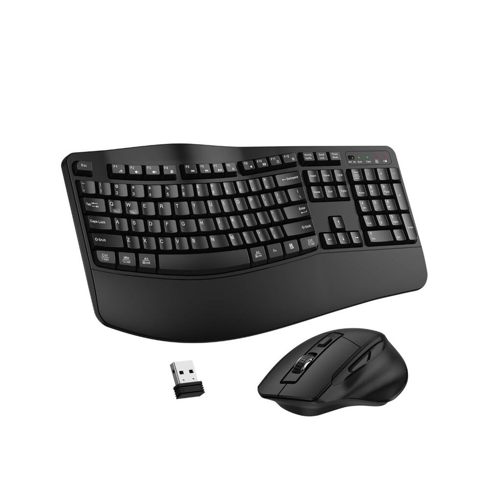 MK399 Wireless Keyboard and Mouse combo 2.4G Black Ergonomic Design New Open Box